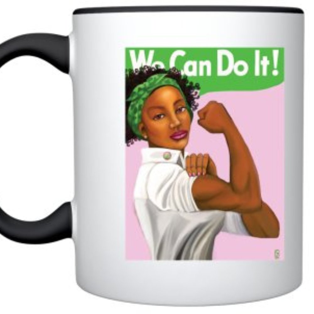 Pink and Green - We Can Do It - Coffee Cup